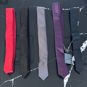 Skinny Tie Set (5) - Red, Black, Grey, Purple, and Blue/Black